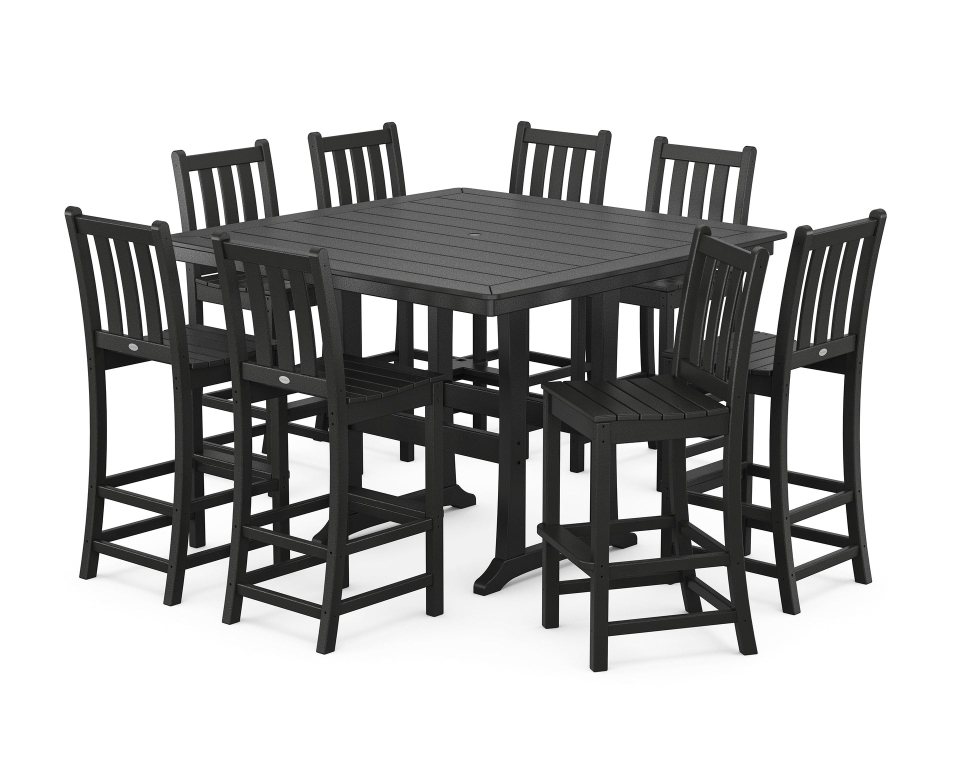 Traditional Garden 9-Piece Nautical Trestle Bar Set