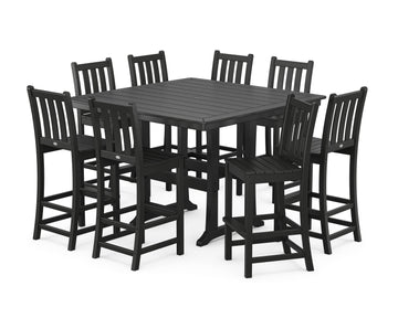 Traditional Garden 9-Piece Nautical Trestle Bar Set