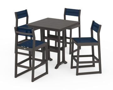 EDGE Sling Arm Chair 5-Piece Farmhouse Bar Set with Trestle Legs