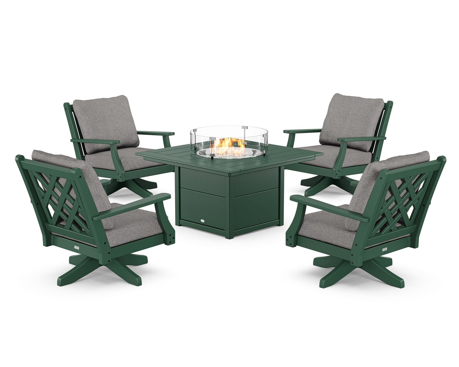 Wovendale 5-Piece Deep Seating Swivel Conversation Set with Fire Pit Table