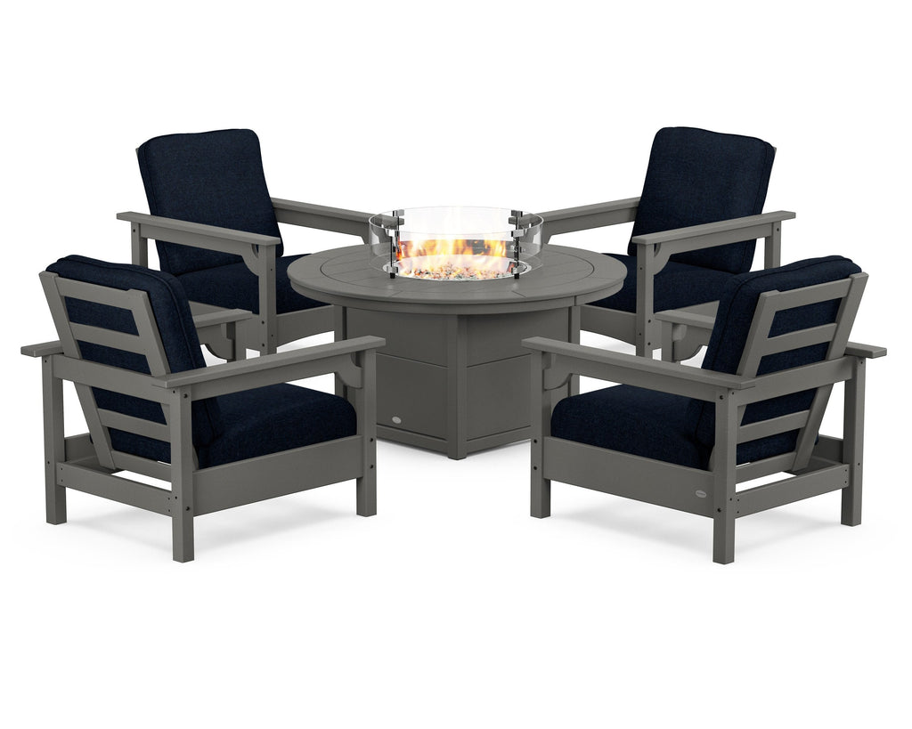 Club 5-Piece Conversation Set with Fire Pit Table