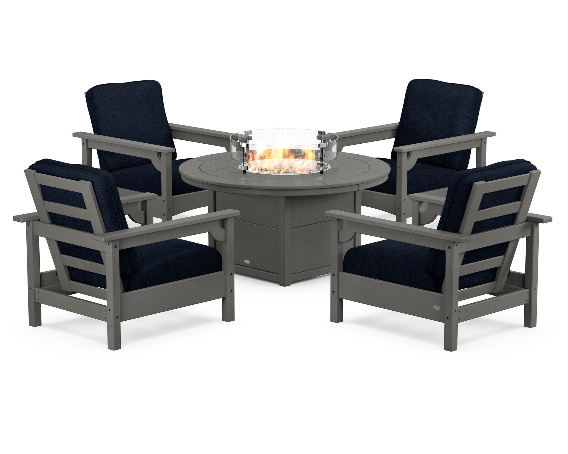Club 5-Piece Conversation Set with Fire Pit Table