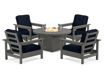 Club 5-Piece Conversation Set with Fire Pit Table