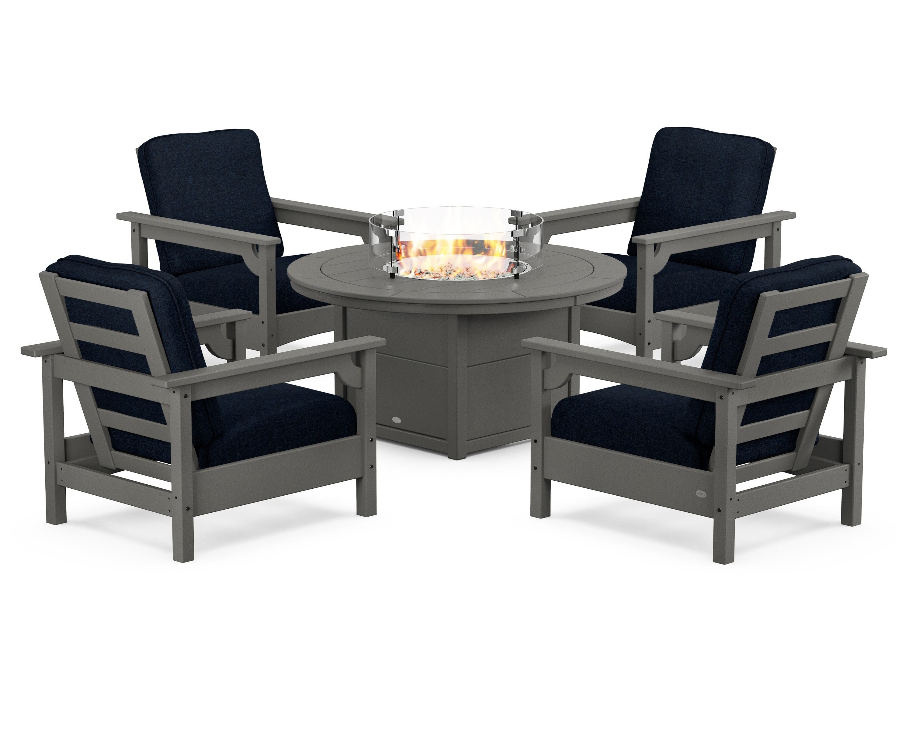 Club 5-Piece Conversation Set with Fire Pit Table