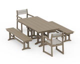 EDGE Sling Arm Chair 5-Piece Farmhouse Dining Set with Benches