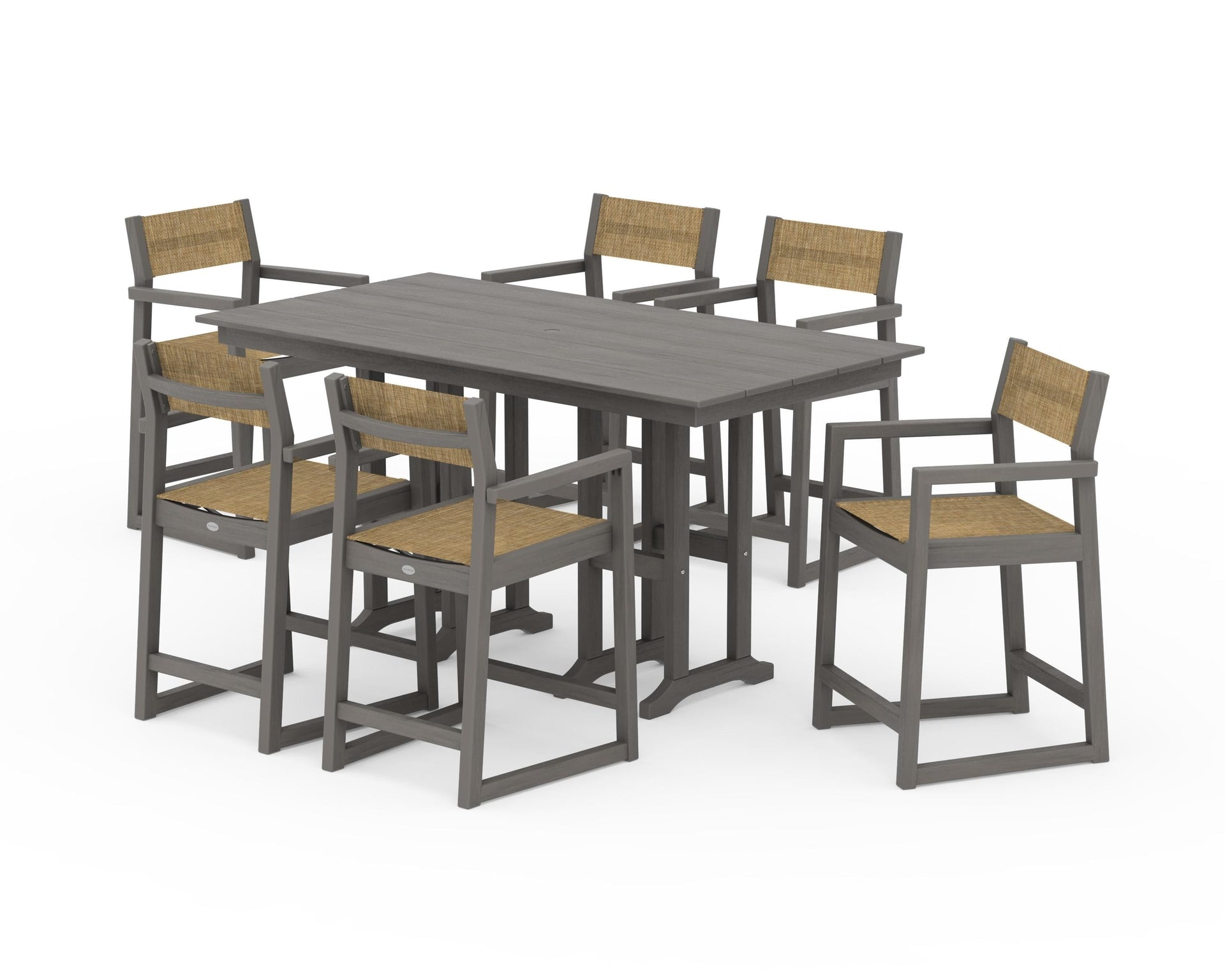 EDGE Sling Arm Chair 7-Piece Farmhouse Counter Set