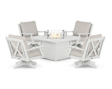 Braxton 5-Piece Deep Seating Swivel Conversation Set with Fire Pit Table