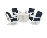 Braxton 5-Piece Deep Seating Swivel Conversation Set with Fire Pit Table