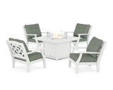 Chinoiserie 5-Piece Deep Seating Set with Fire Pit Table