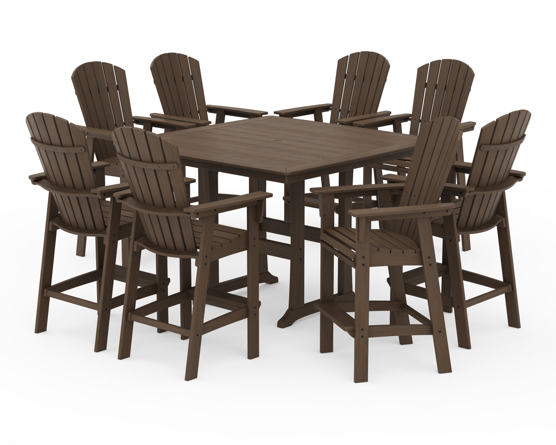 Nautical Curveback Adirondack 9-Piece Trestle Bar Set