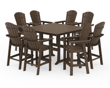 Nautical Curveback Adirondack 9-Piece Trestle Bar Set