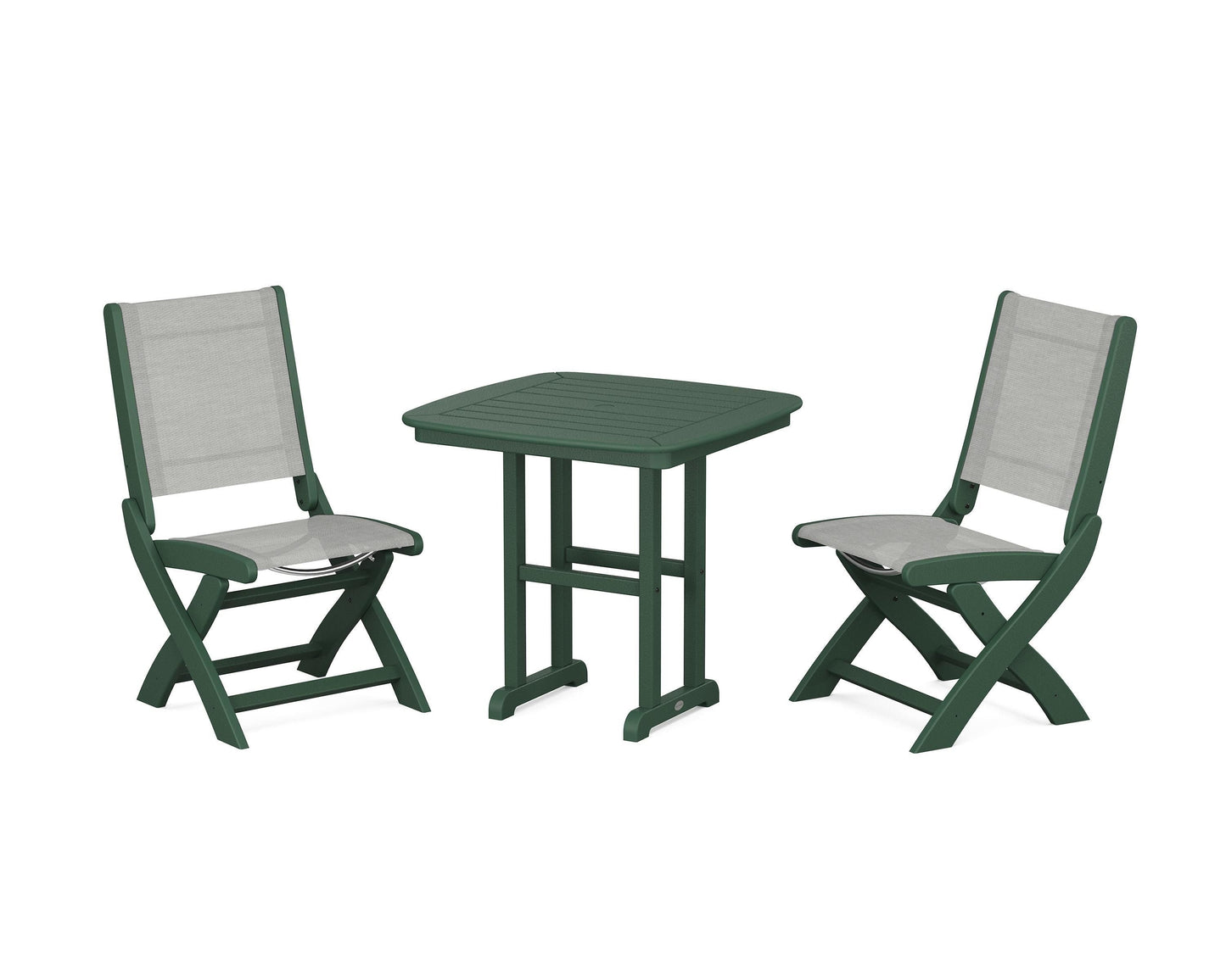 Coastal Folding Side Chair 3-Piece Dining Set