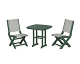 Coastal Folding Side Chair 3-Piece Dining Set