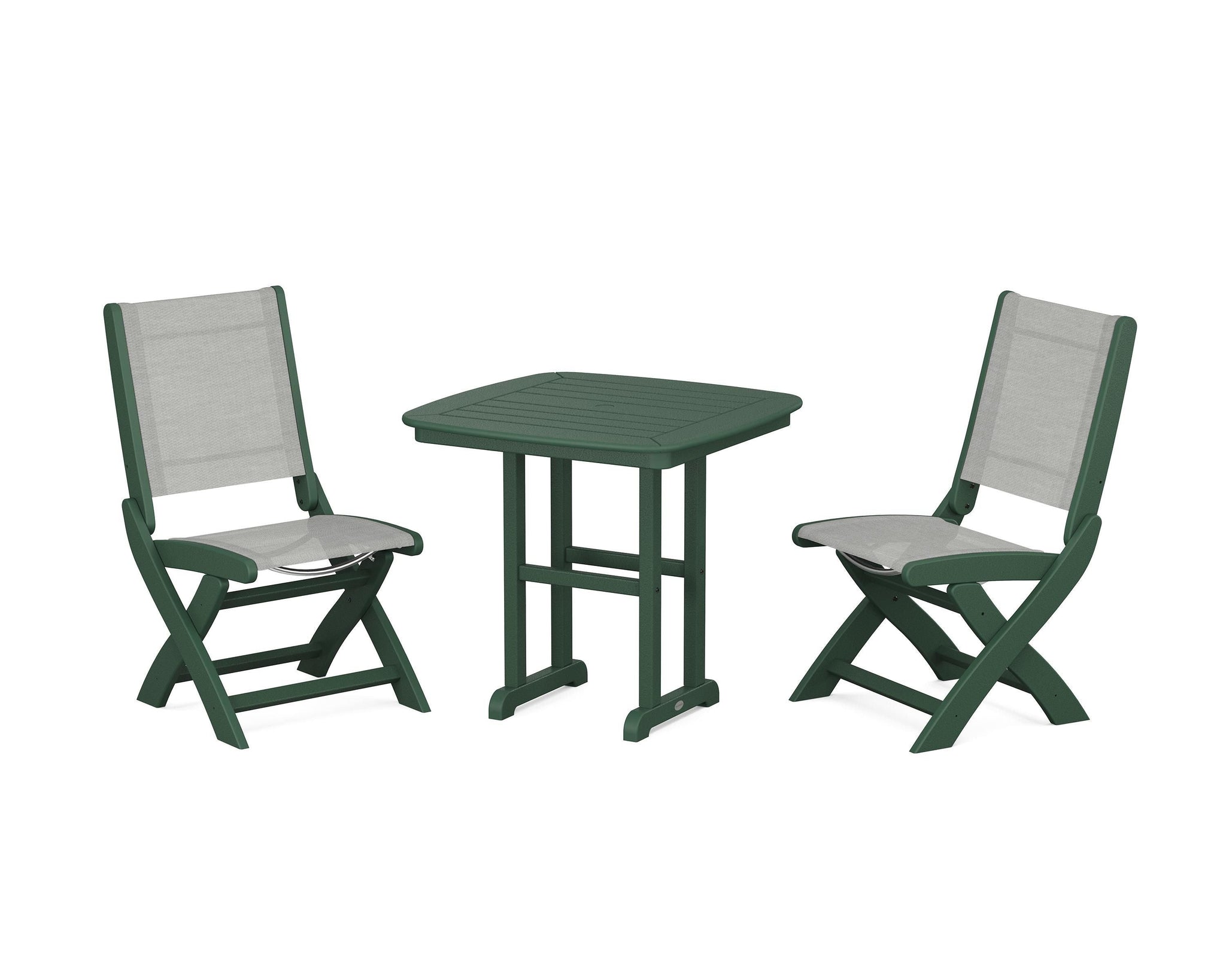Coastal Folding Side Chair 3-Piece Dining Set