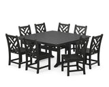 Chippendale 9-Piece Nautical Trestle Dining Set