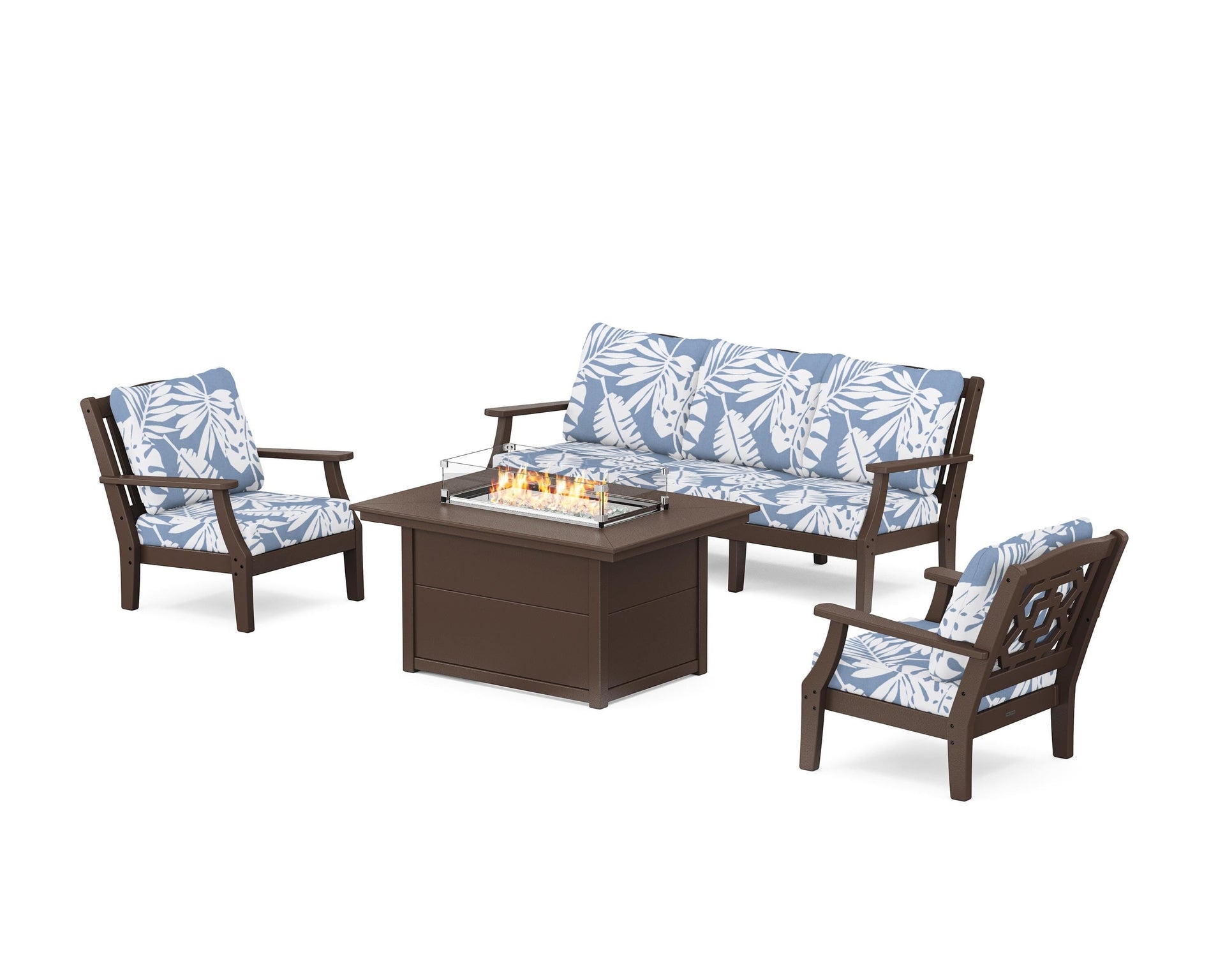 Chinoiserie Deep Seating Fire Pit Table Set