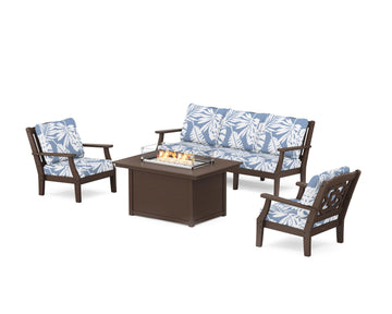 Chinoiserie Deep Seating Fire Pit Table Set