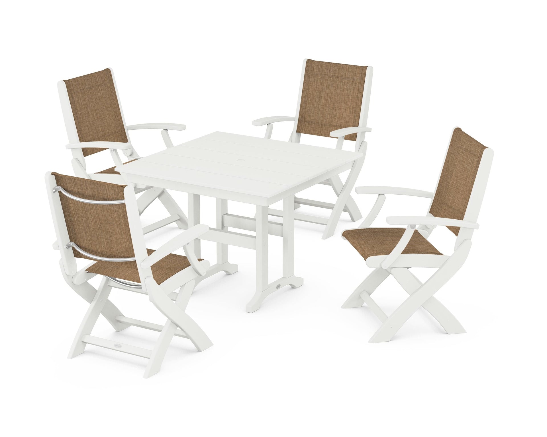 Coastal Folding Chair 5-Piece Farmhouse Dining Set