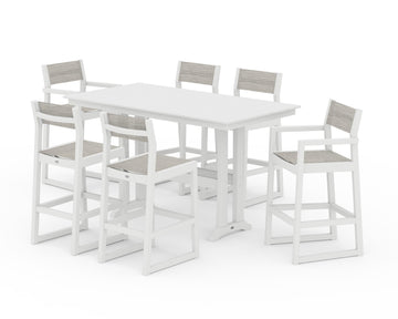 EDGE Sling 7-Piece Farmhouse Bar Set with Trestle Legs