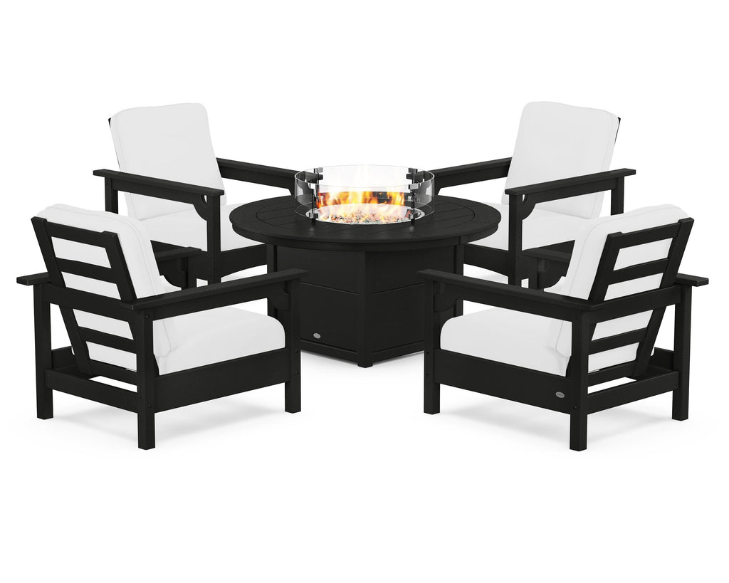 Club 5-Piece Conversation Set with Fire Pit Table
