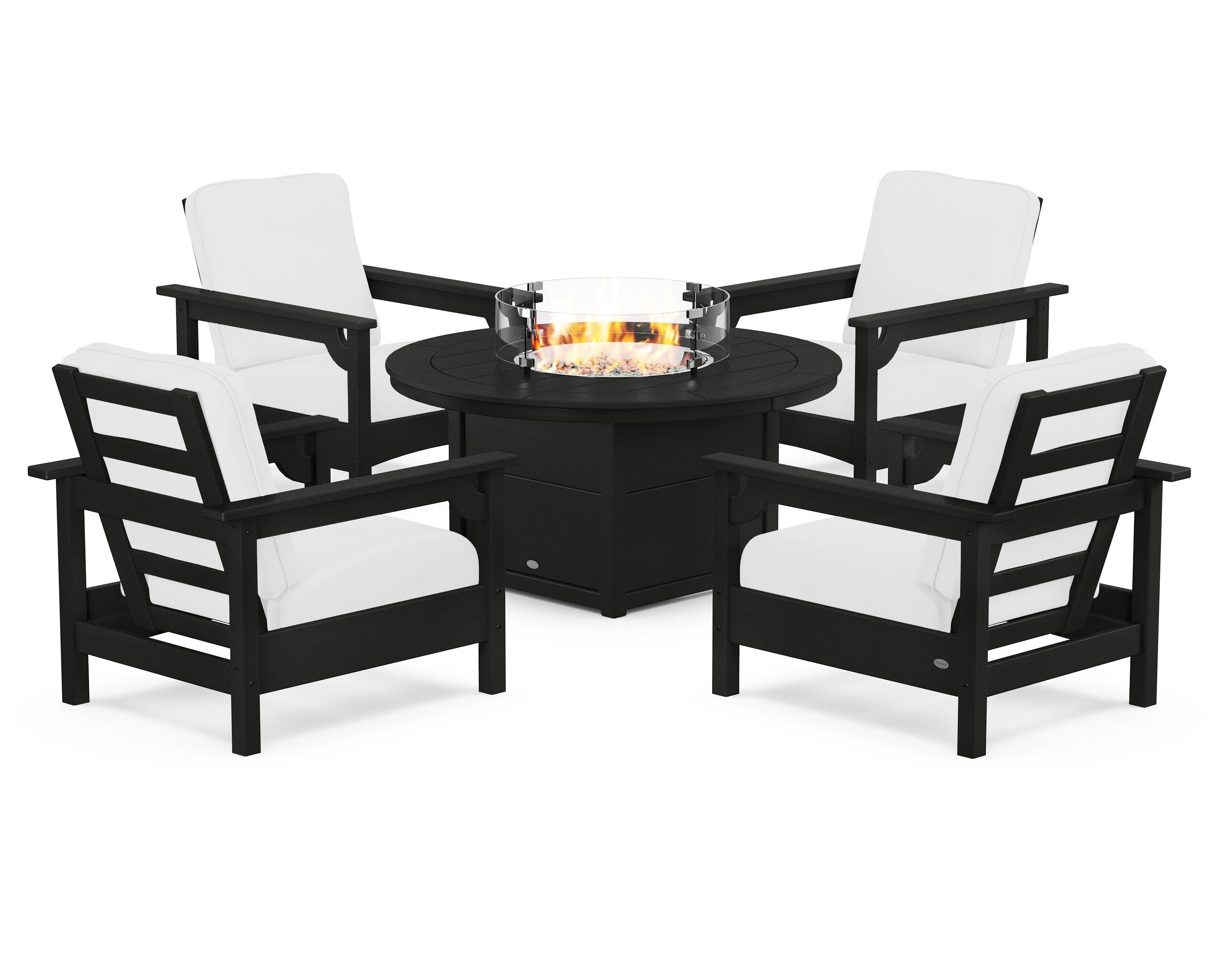 Club 5-Piece Conversation Set with Fire Pit Table