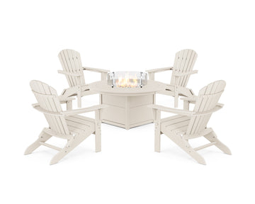 South Beach 5-Piece Folding Adirondack Fire Chat Set