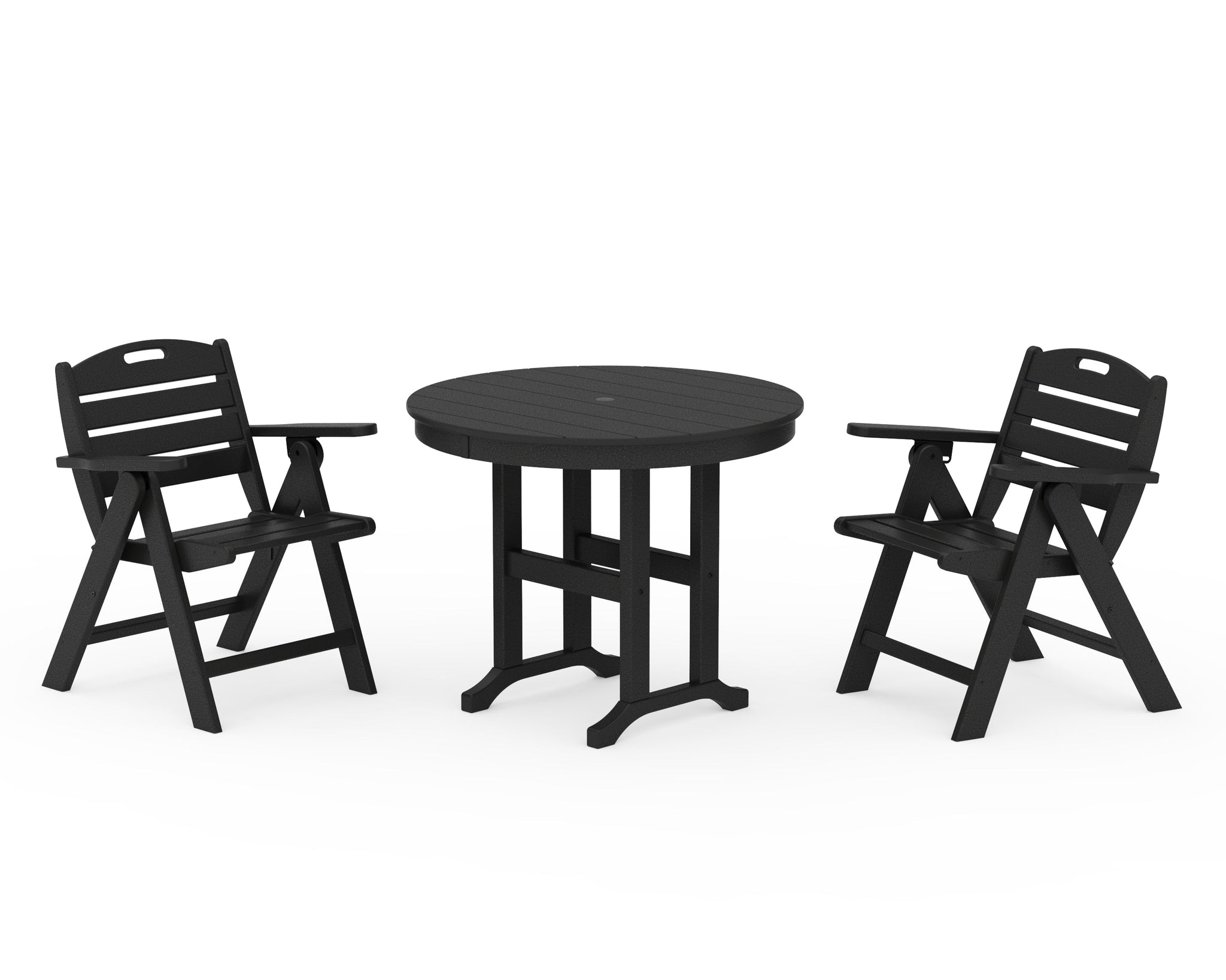 Nautical Folding Lowback Chair 3-Piece Round Dining Set