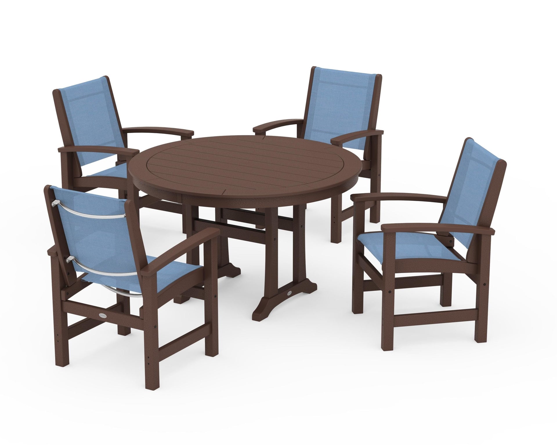 Coastal 5-Piece Round Dining Set with Trestle Legs