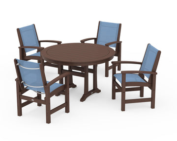 Coastal 5-Piece Round Dining Set with Trestle Legs