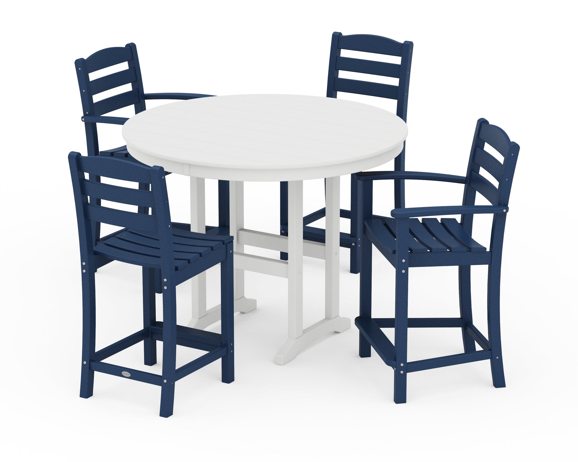 La Casa Café 5-Piece Round Farmhouse Counter Dining Set