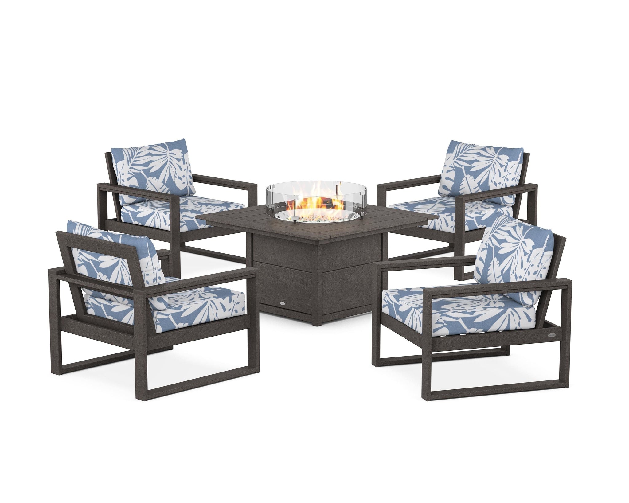 EDGE Sectional 5-Piece Deep Seating Set with Fire Pit Table
