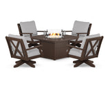 Braxton 5-Piece Deep Seating Swivel Conversation Set with Fire Pit Table
