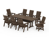 Modern Curveback Adirondack Swivel 9-Piece Farmhouse Dining Set with Trestle Legs