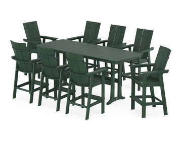 Modern Curveback Adirondack 9-Piece Bar Set with Trestle Legs