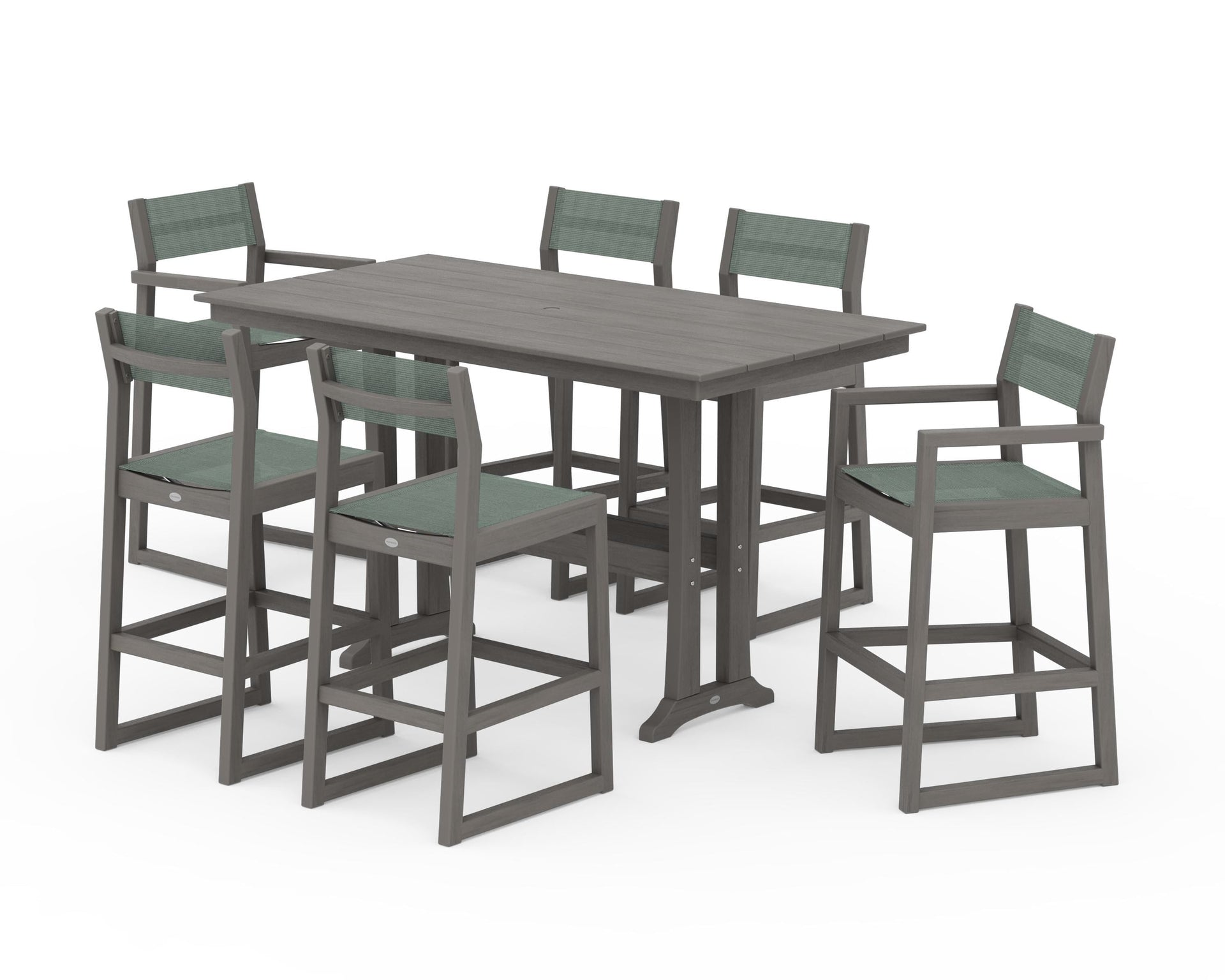 EDGE Sling 7-Piece Farmhouse Bar Set with Trestle Legs
