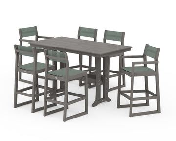 EDGE Sling 7-Piece Farmhouse Bar Set with Trestle Legs