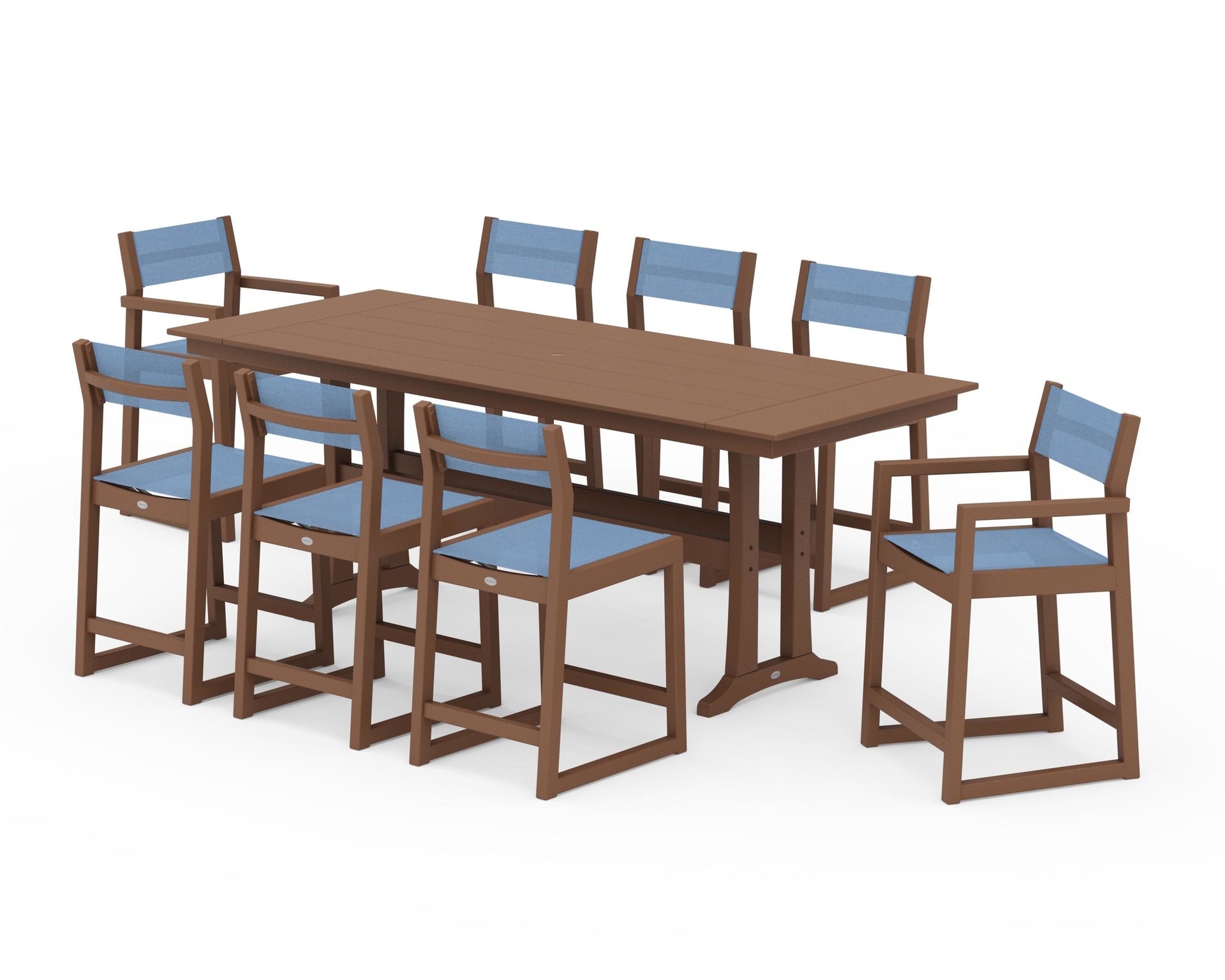 EDGE Sling 9-Piece Farmhouse Counter Set with Trestle Legs
