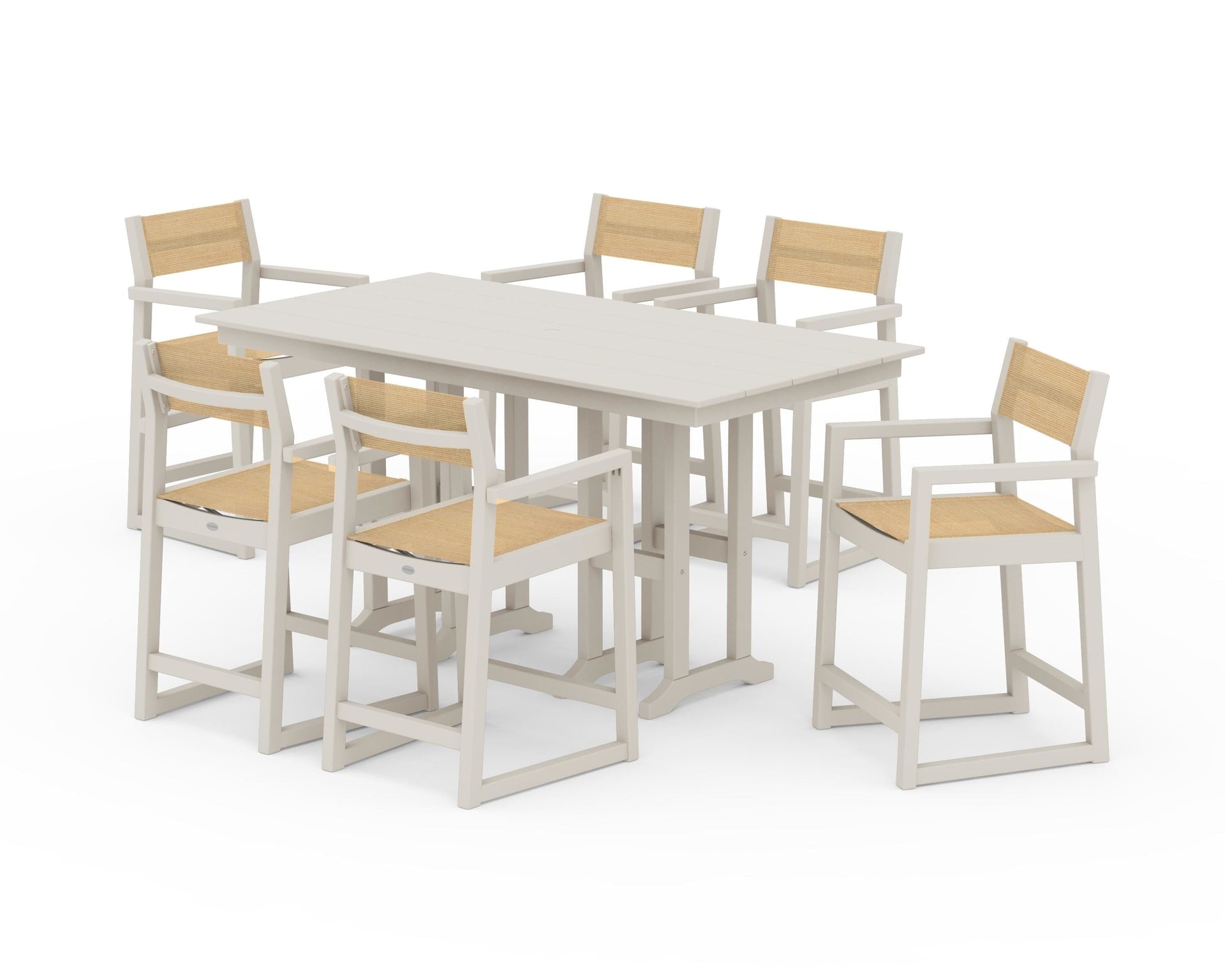 EDGE Sling Arm Chair 7-Piece Farmhouse Counter Set