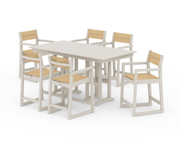 EDGE Sling Arm Chair 7-Piece Farmhouse Counter Set