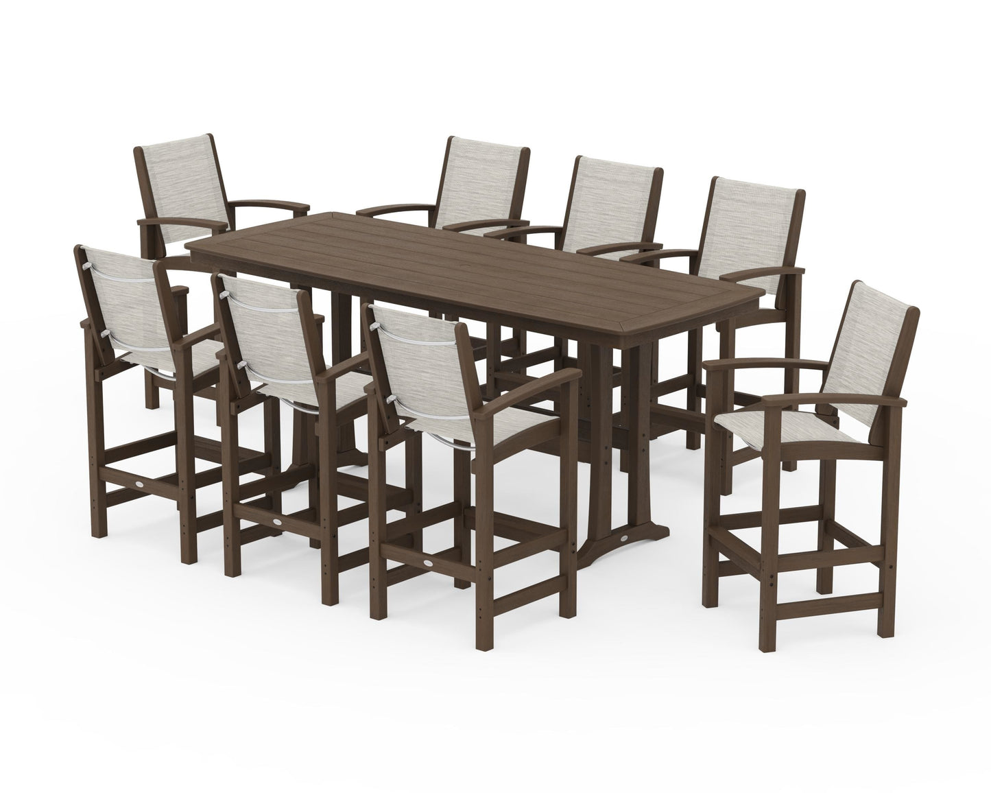 Coastal 9-Piece Bar Set with Trestle Legs