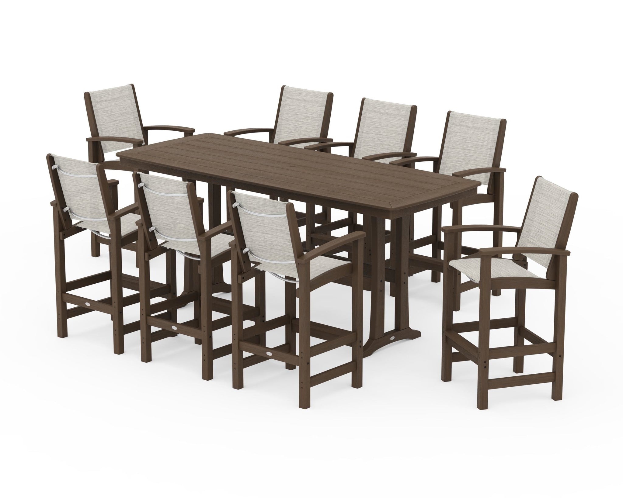 Coastal 9-Piece Bar Set with Trestle Legs