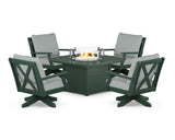 Braxton 5-Piece Deep Seating Swivel Conversation Set with Fire Pit Table