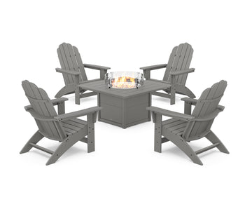 5-Piece Vineyard Grand Adirondack Conversation Set with Fire Pit Table