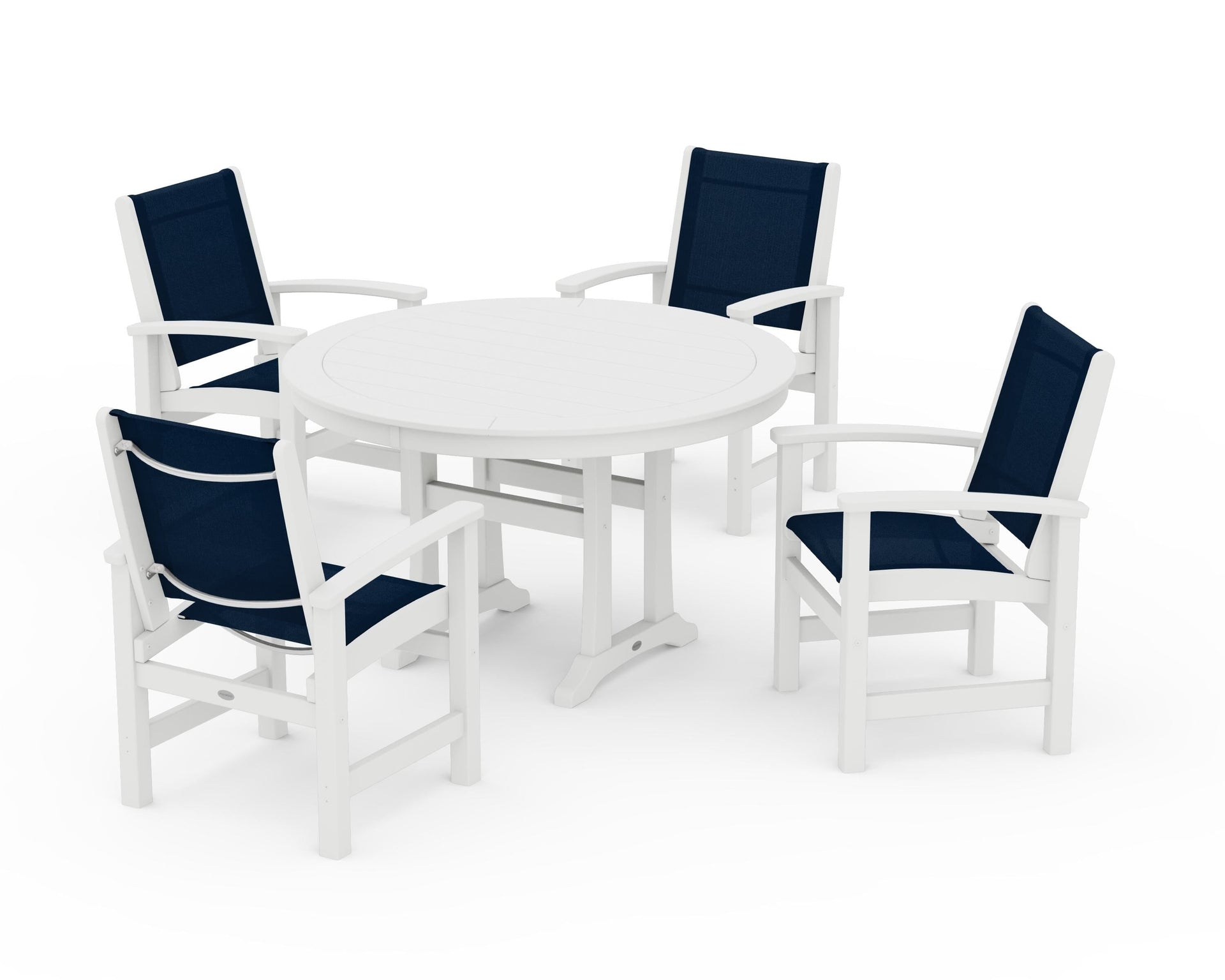 Coastal 5-Piece Round Dining Set with Trestle Legs