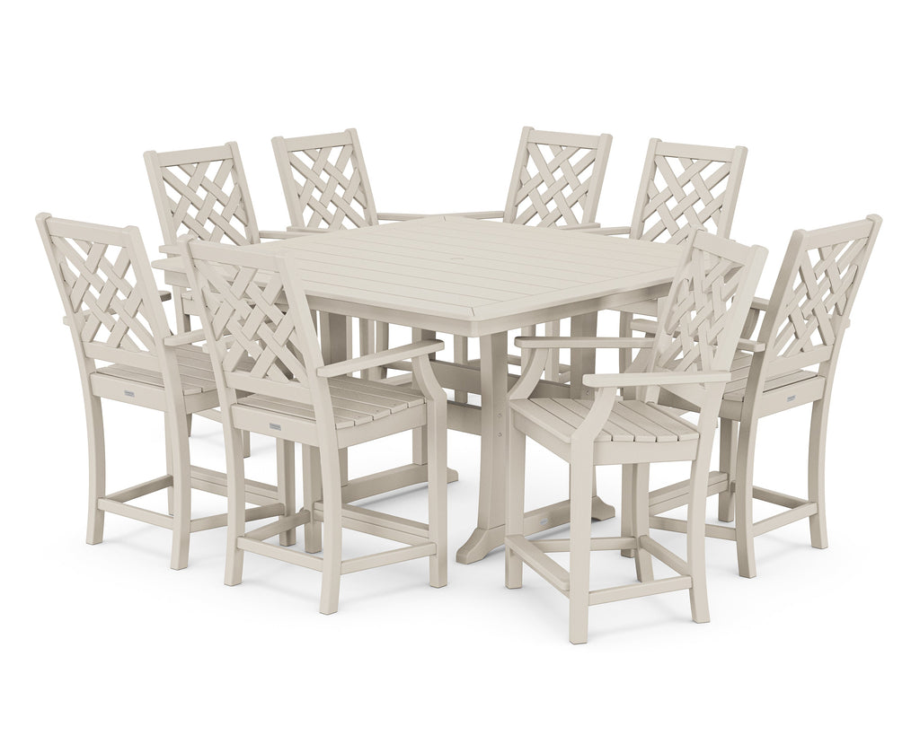 Wovendale 9-Piece Square Counter Set with Trestle Legs