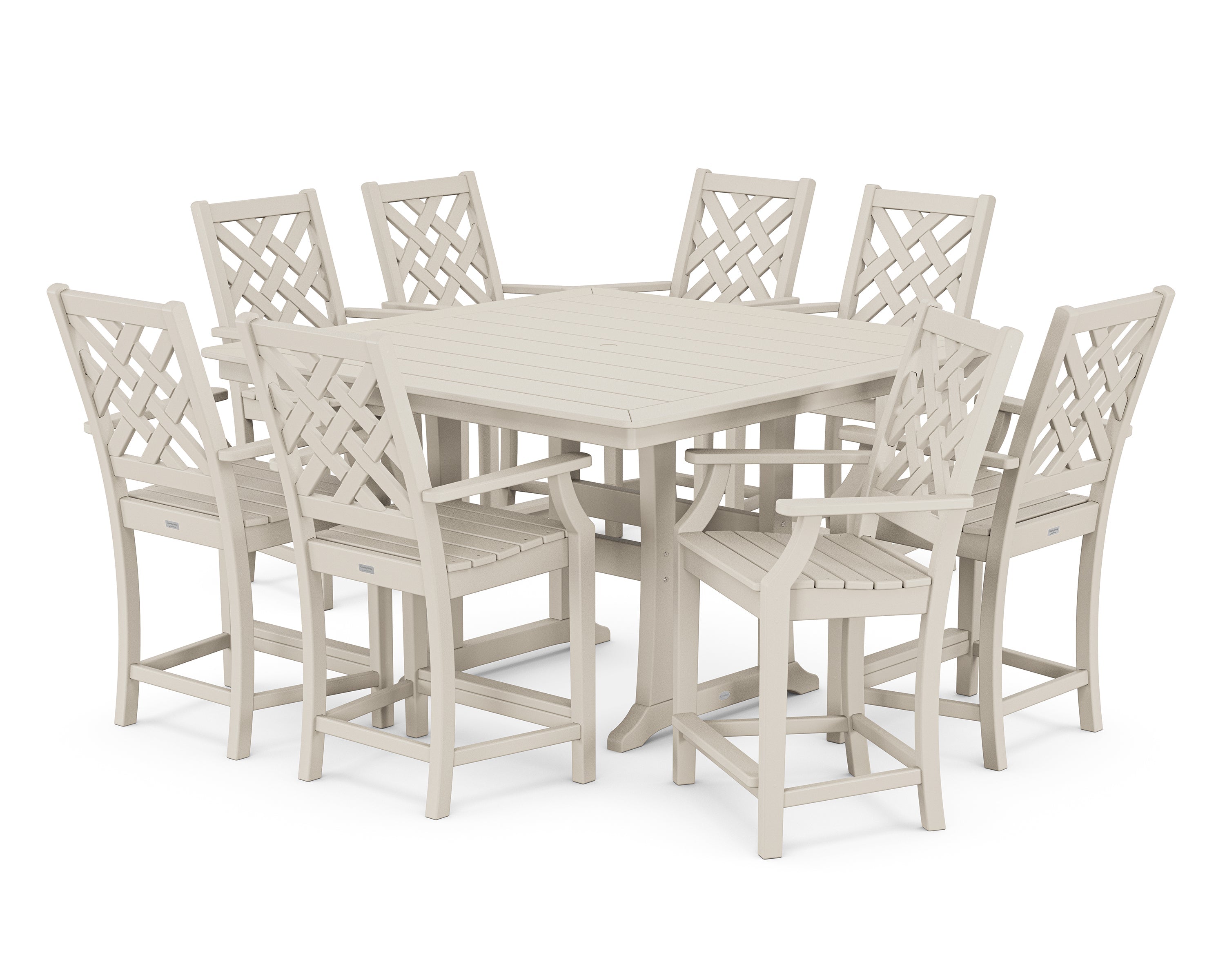 Wovendale 9-Piece Square Counter Set with Trestle Legs