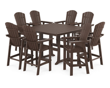 Nautical Curveback Adirondack 9-Piece Trestle Bar Set