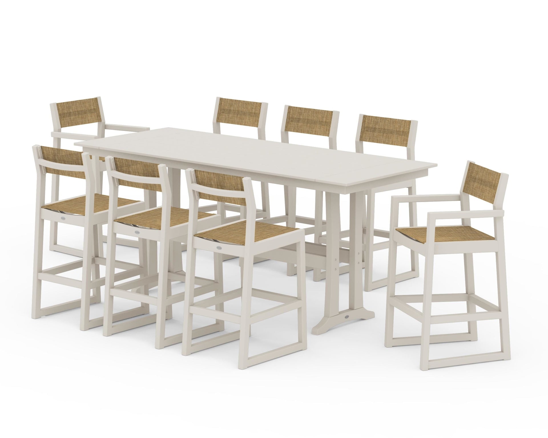 EDGE Sling 9-Piece Farmhouse Bar Set with Trestle Legs