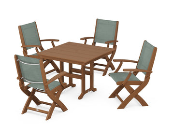 Coastal Folding Chair 5-Piece Farmhouse Dining Set