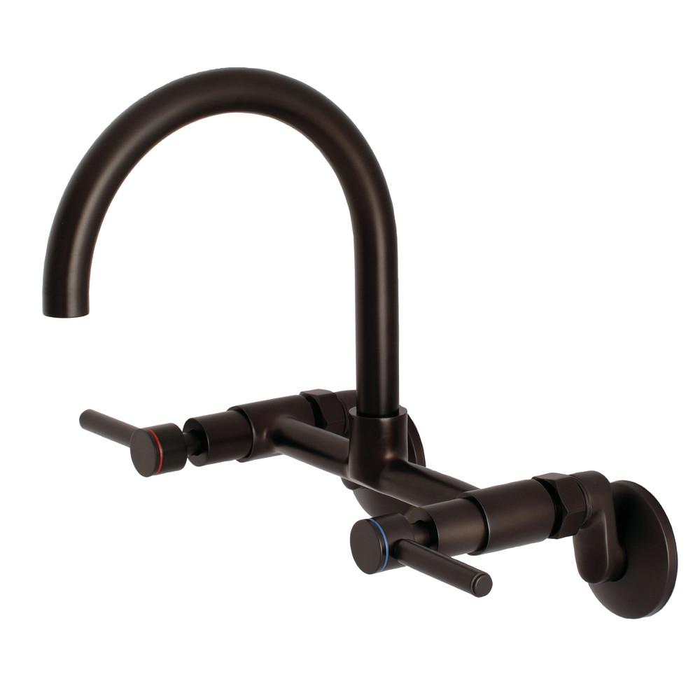 Kingston Brass Concord 8 in. Adjustable Center Wall Mount Kitchen Faucet (KS814) Oil Rubbed Bronze